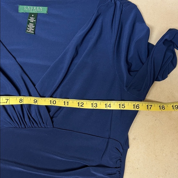 Lauren Ralph Lauren Navy Blue Faux Wrap Women's Dress Size 8 - Picture 8 of 8